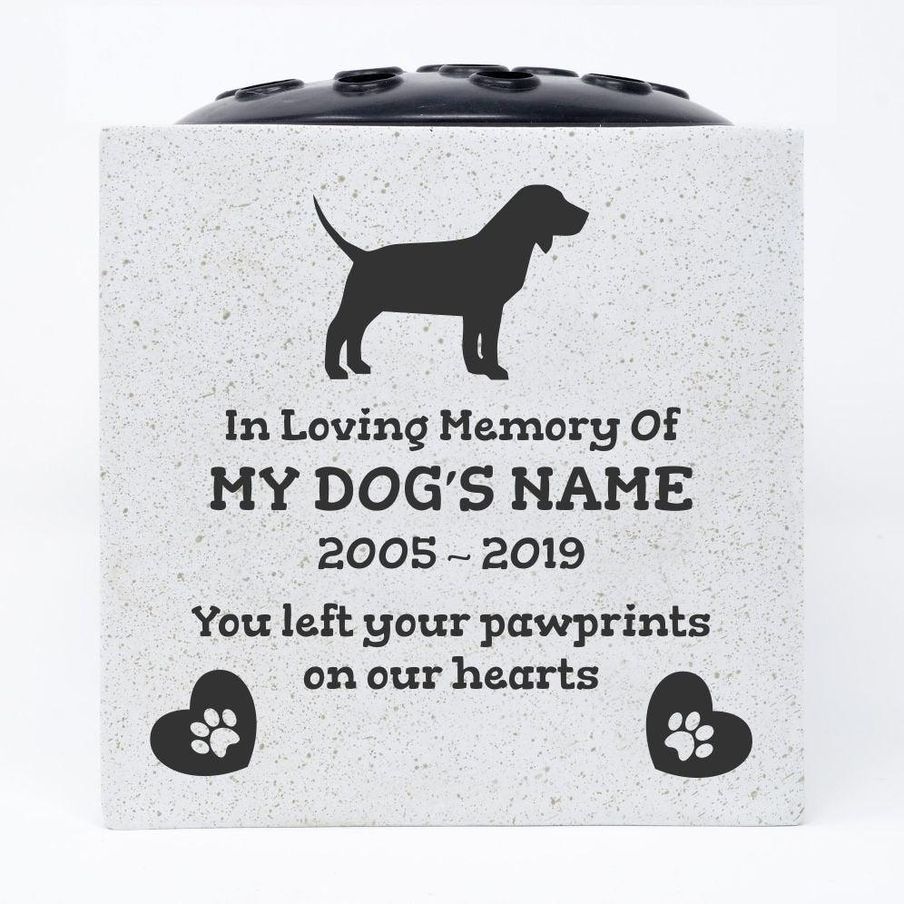 Beagle Personalised Pet Dog Graveside Memorial Flower Vase