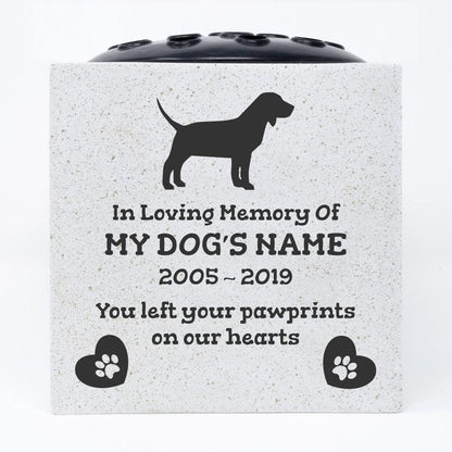 Beagle Personalised Pet Dog Graveside Memorial Flower Vase