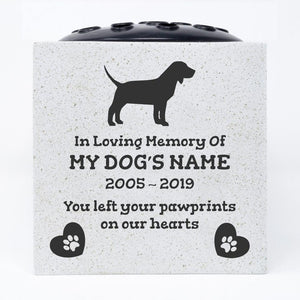 Beagle Personalised Pet Dog Graveside Memorial Flower Vase