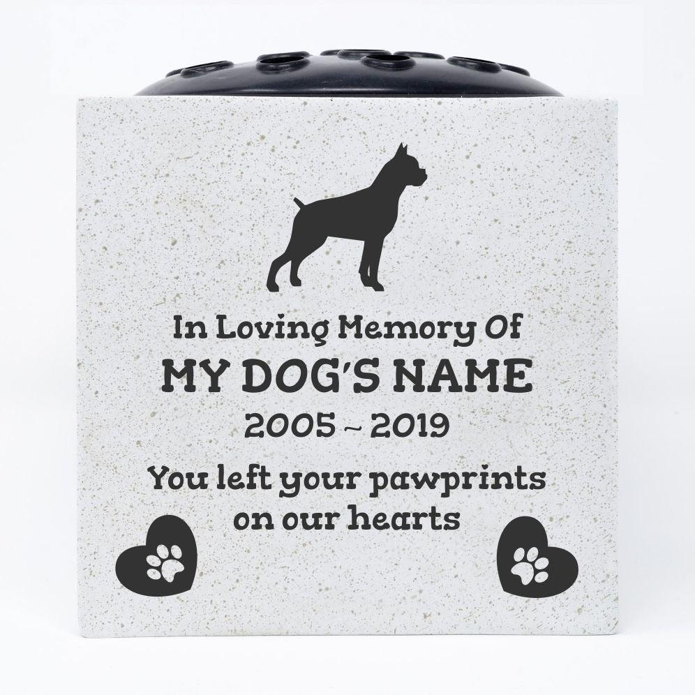 Boxer Personalised Pet Dog Graveside Memorial Flower Vase