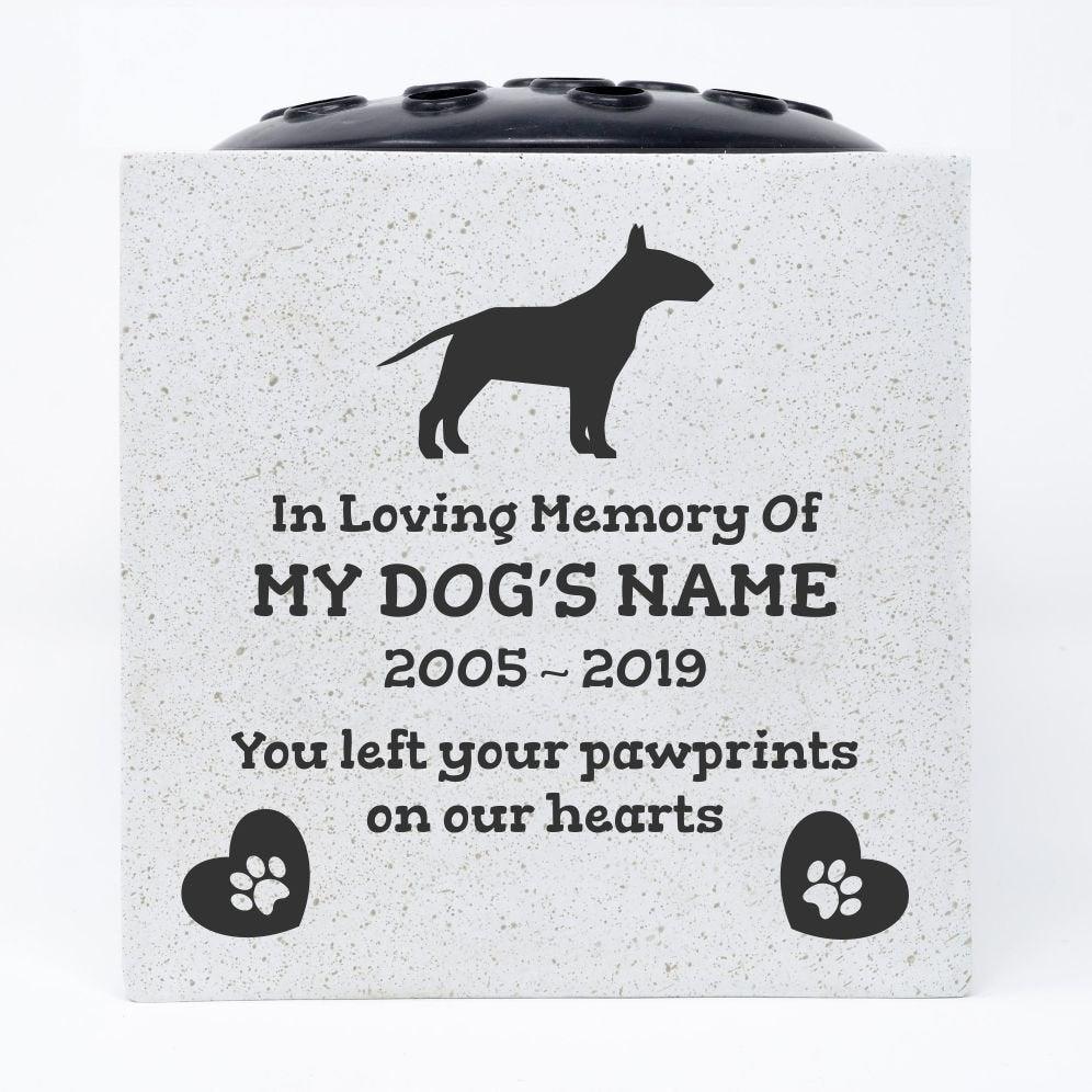 Bull Terrier Personalised Pet Dog Graveside Memorial Flower Vase