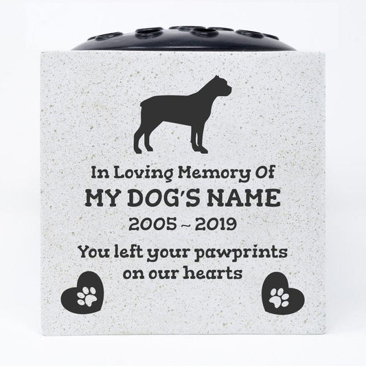 Cane Corso personalised engraved pet memorial vase