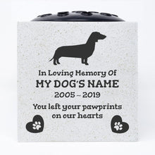 Load image into Gallery viewer, Dachshund Personalised Pet Dog Graveside Memorial Flower Vase