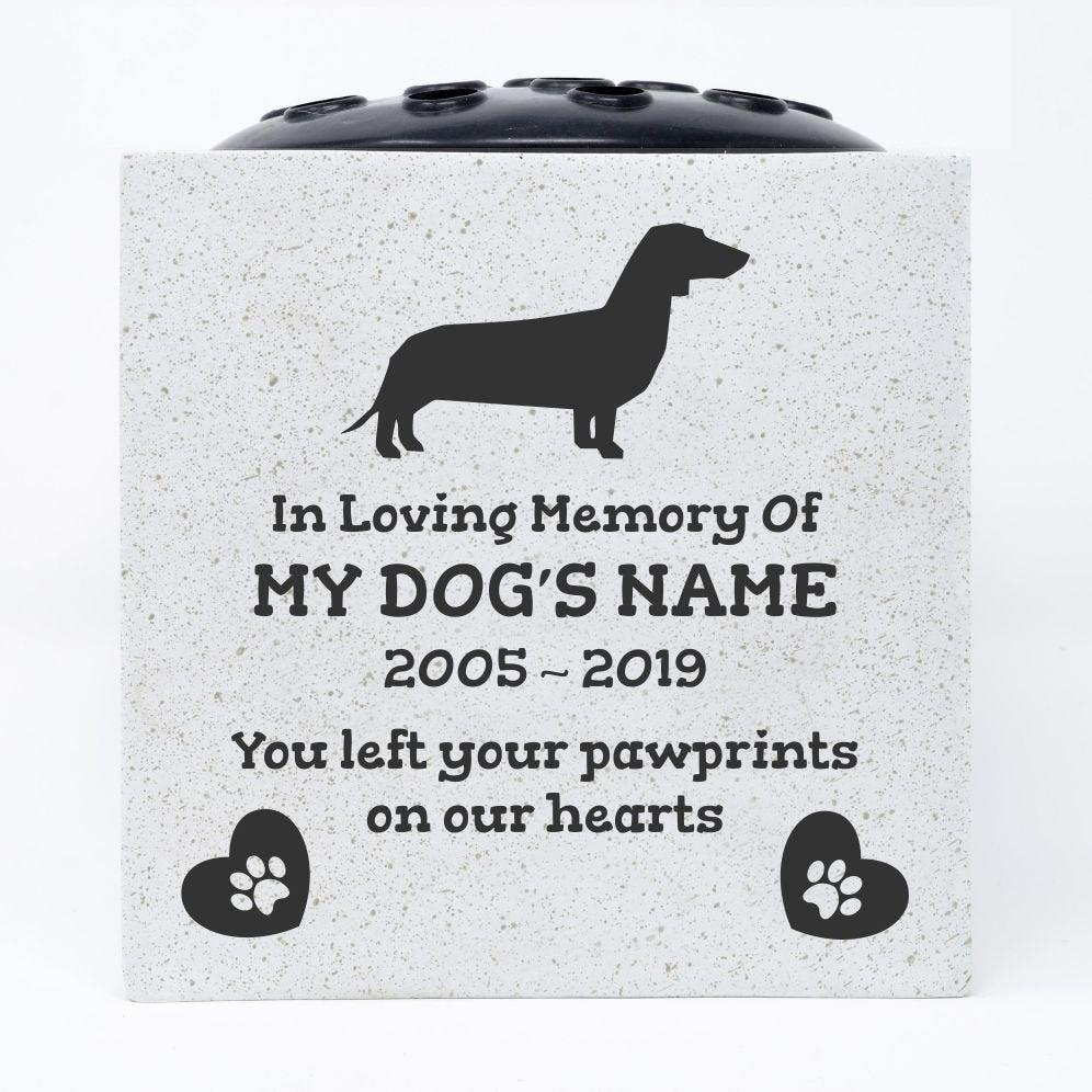Dachshund Personalised Pet Dog Graveside Memorial Flower Vase