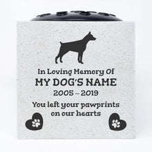 Load image into Gallery viewer, Dobermann Personalised Pet Dog Graveside Memorial Flower Bowl