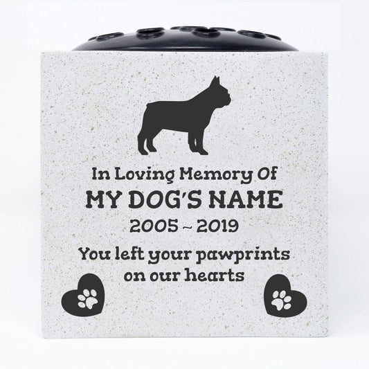 French Bulldog personalised engraved pet memorial vase