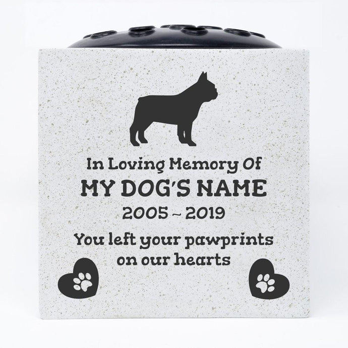 French Bulldog Personalised Pet Dog Graveside Memorial Flower Vase