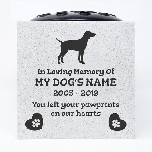 German Pointer personalised engraved pet memorial vase