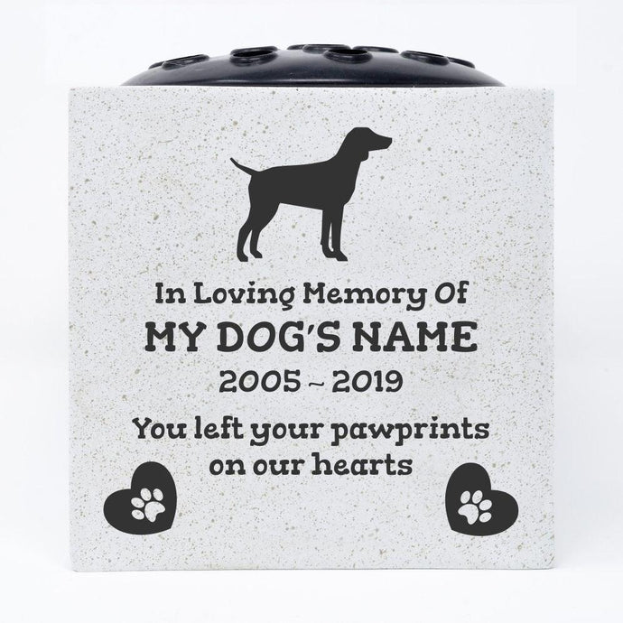 German Pointer Personalised Pet Dog Graveside Memorial Flower Vase