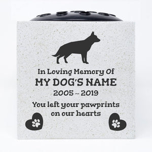 German Shepherd Personalised Pet Dog Graveside Memorial Flower Vase