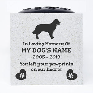 Golden Retriever Personalised Pet Dog Graveside Memorial Flower Vase