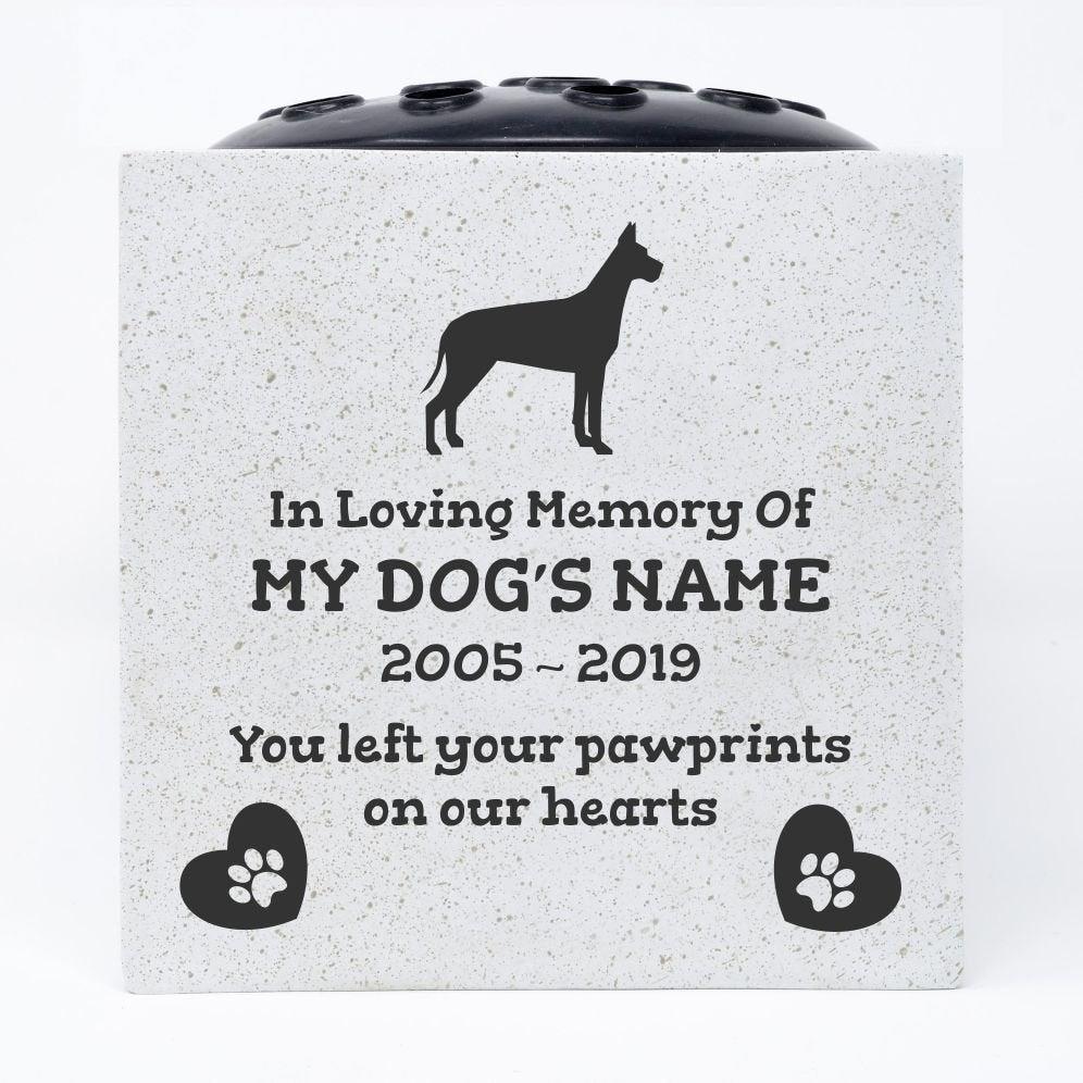 Great Dane Personalised Pet Dog Graveside Memorial Flower Vase