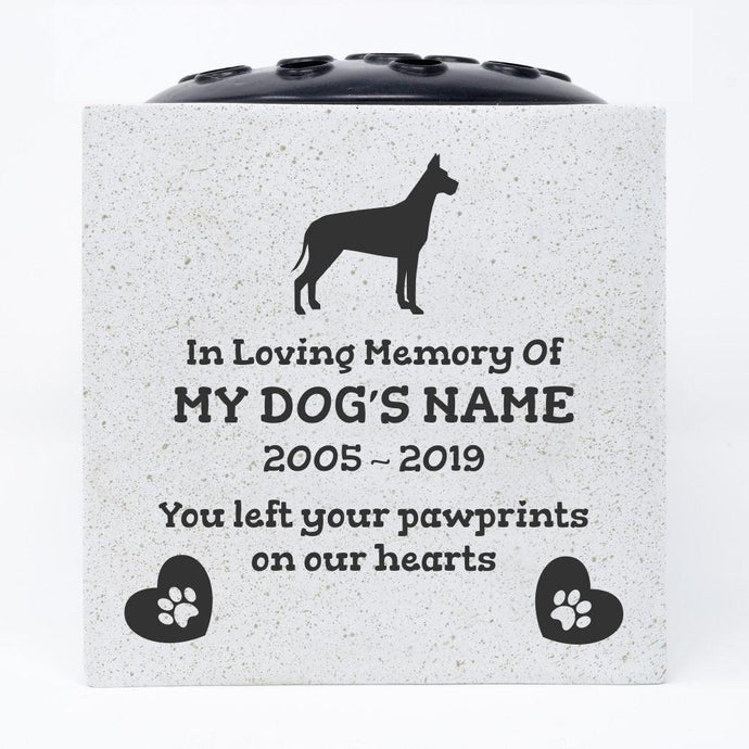 Great Dane Personalised Pet Dog Graveside Memorial Flower Vase