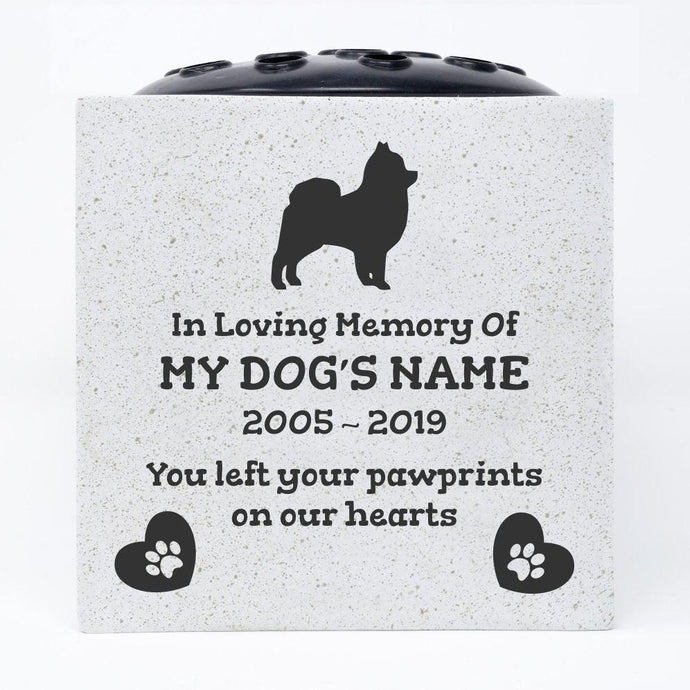 Pomeranian Personalised Pet Dog Graveside Memorial Flower Vase