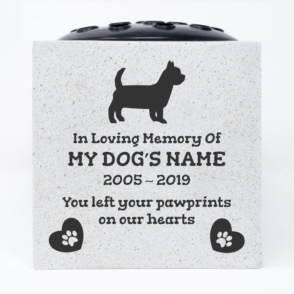 Yorkshire Terrier Personalised Pet Dog Graveside Memorial Flower Vase