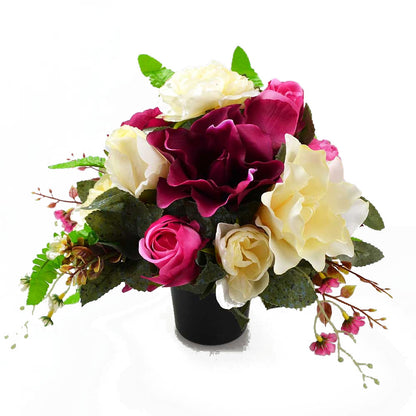 Rose Pink & Ivory Artificial Flower Memorial Arrangement